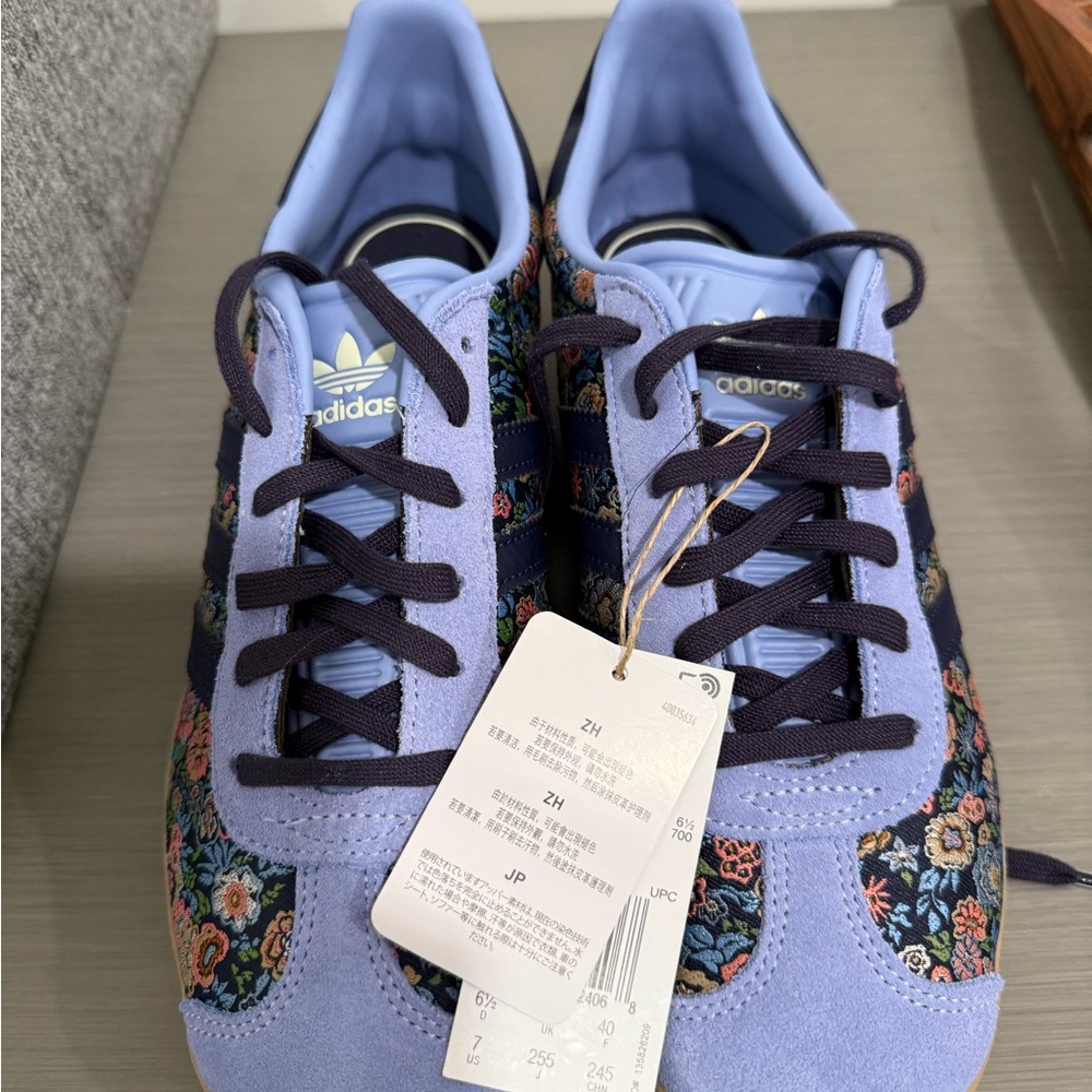 Adidas GAZELLE X LIBERTY LONDON Floral Sneakers in Blue and Black